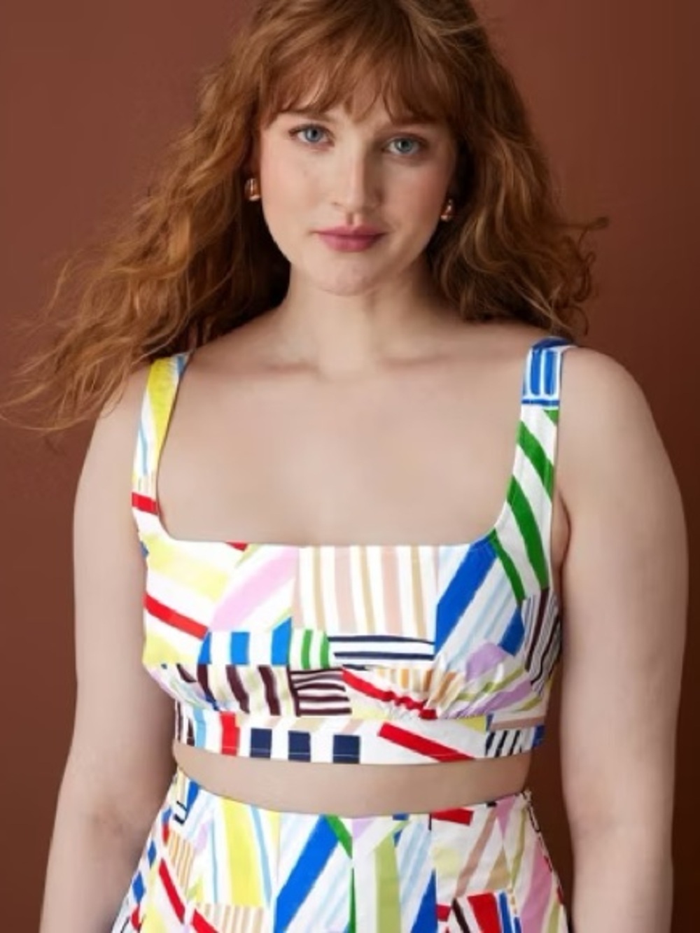 Rosie Assoulin x Target Women's Sleeveless Poplin Multicolored Bralette Top